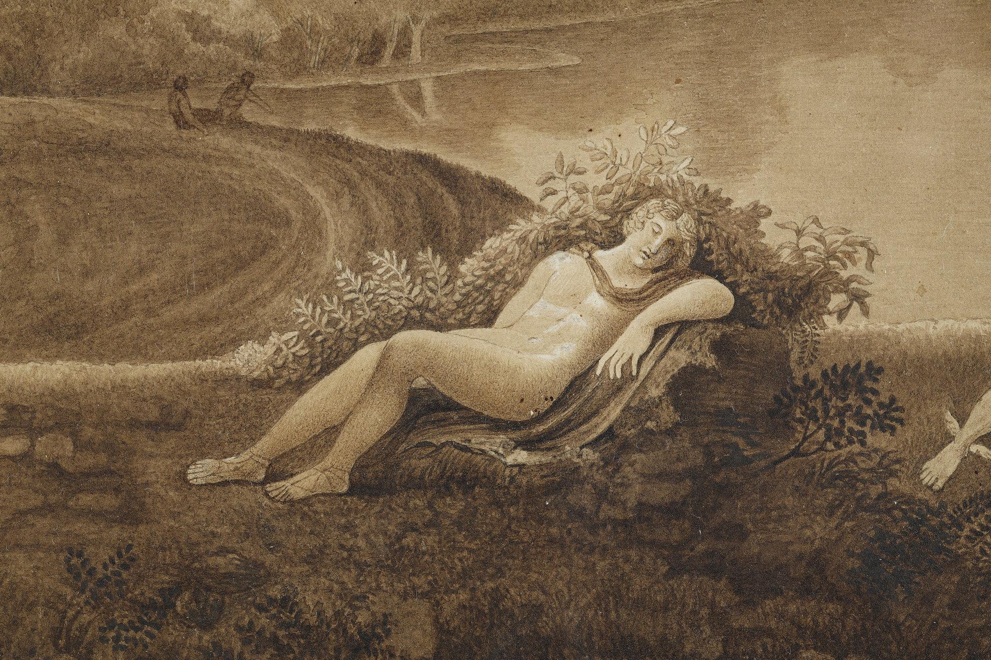 Paper Pair of wash drawings after Claude Gelée, 18th century school
