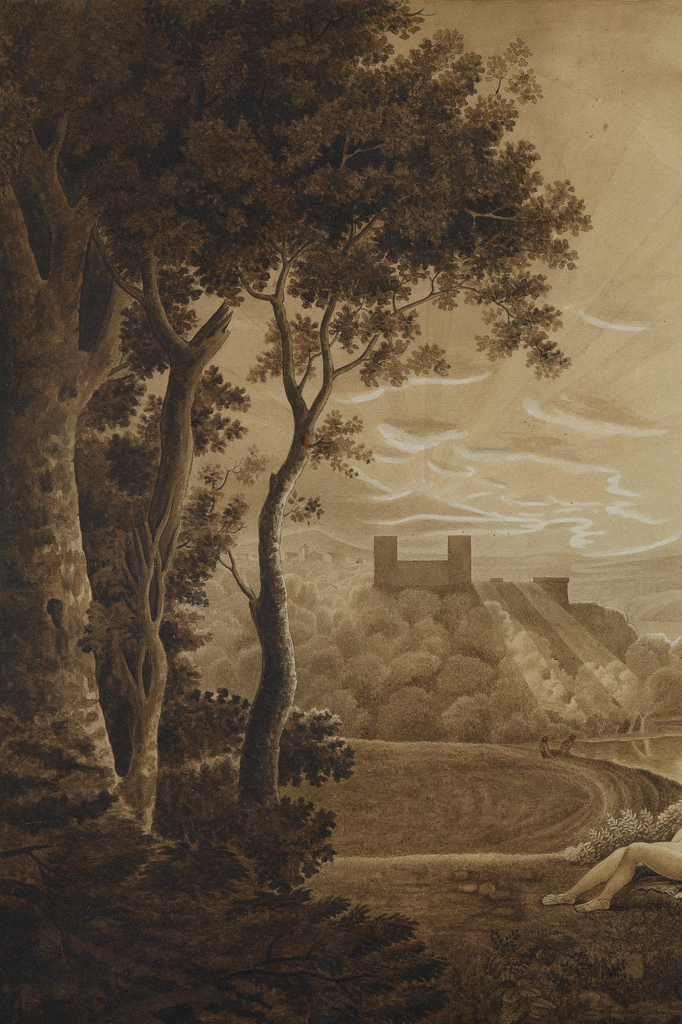 Pair of wash drawings after Claude Gelée, 18th century school 1
