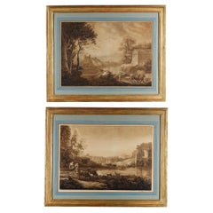 Pair of wash drawings after Claude Gelée, 18th century school