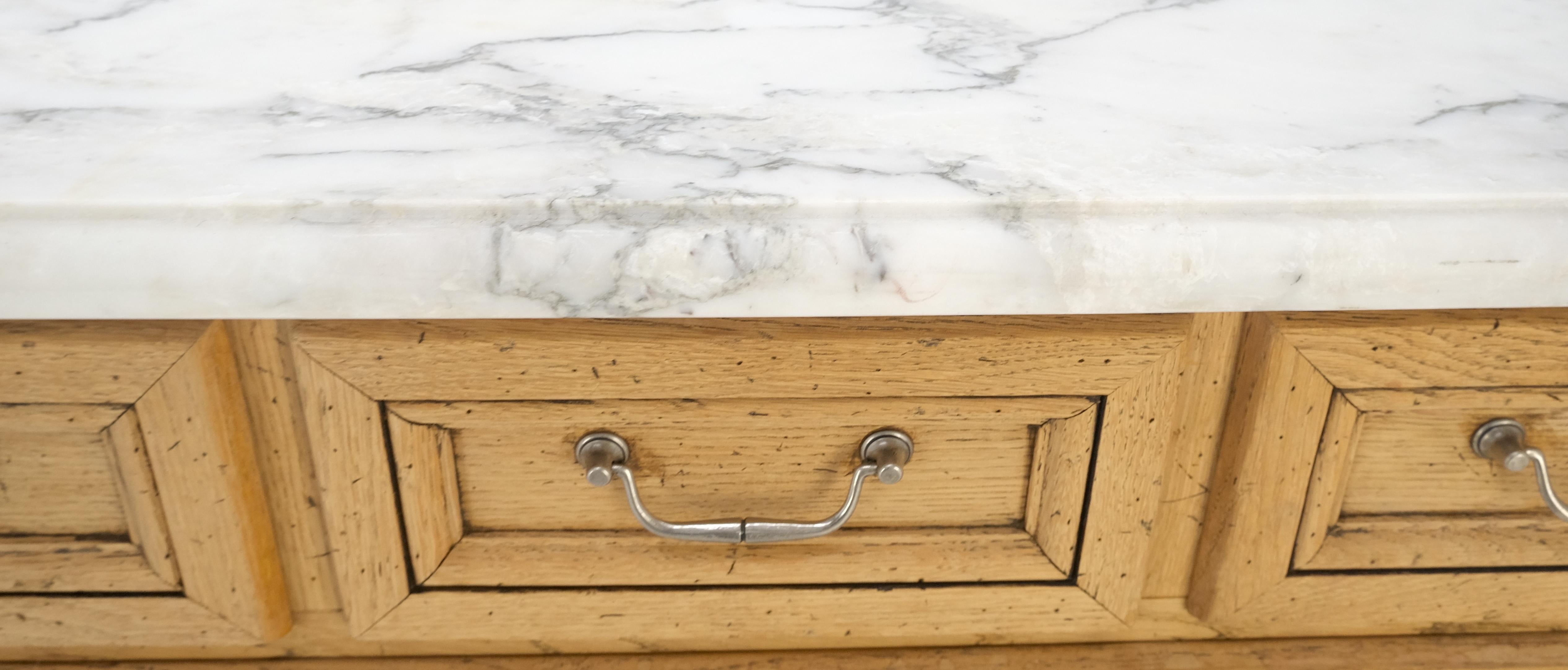 Pair of Washed Oak White Marble Tops 5 Drawers Bachelor Chests Dressers MINT! For Sale 5