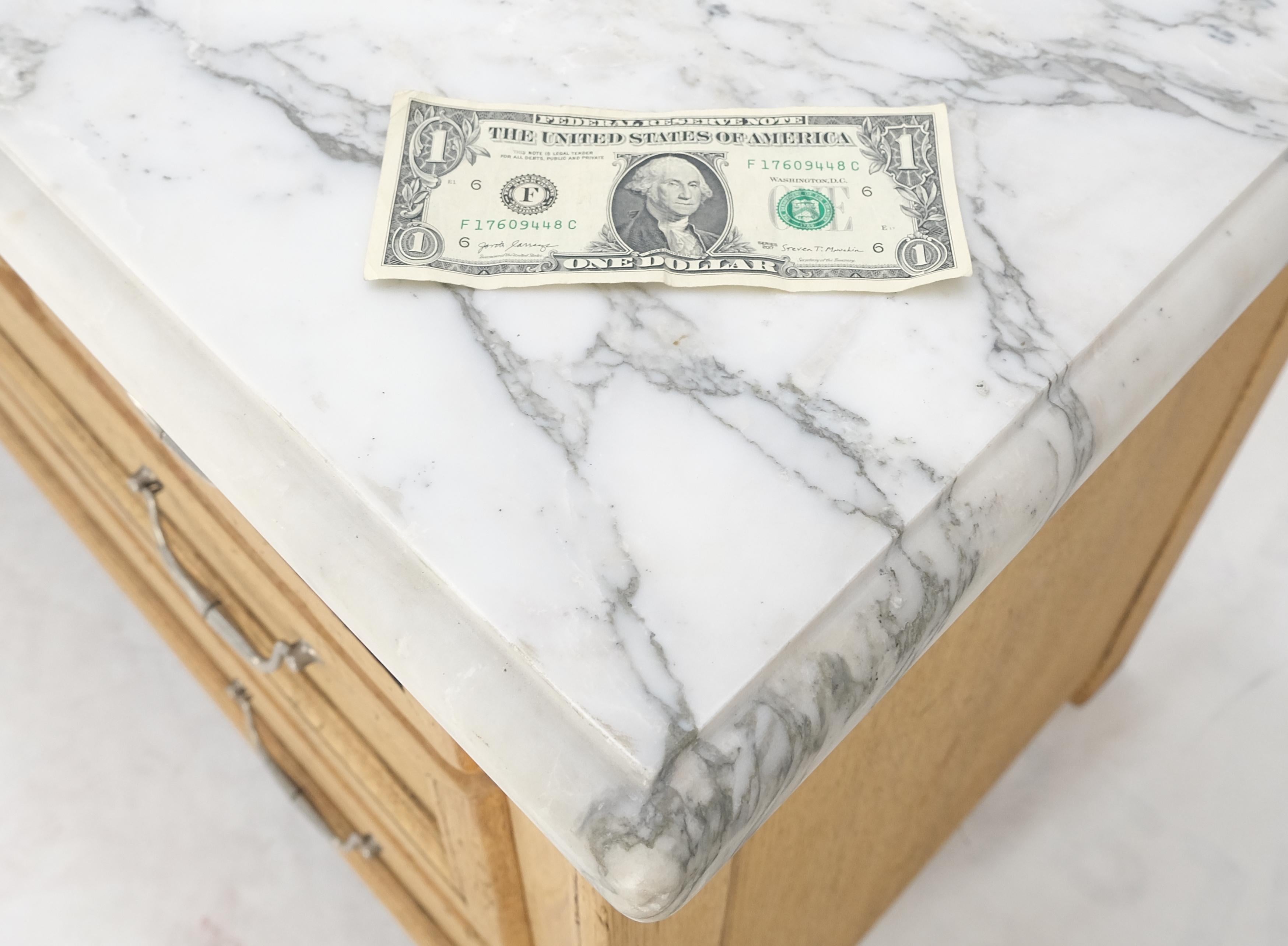Pair of Washed Oak White Marble Tops 5 Drawers Bachelor Chests Dressers MINT! For Sale 6