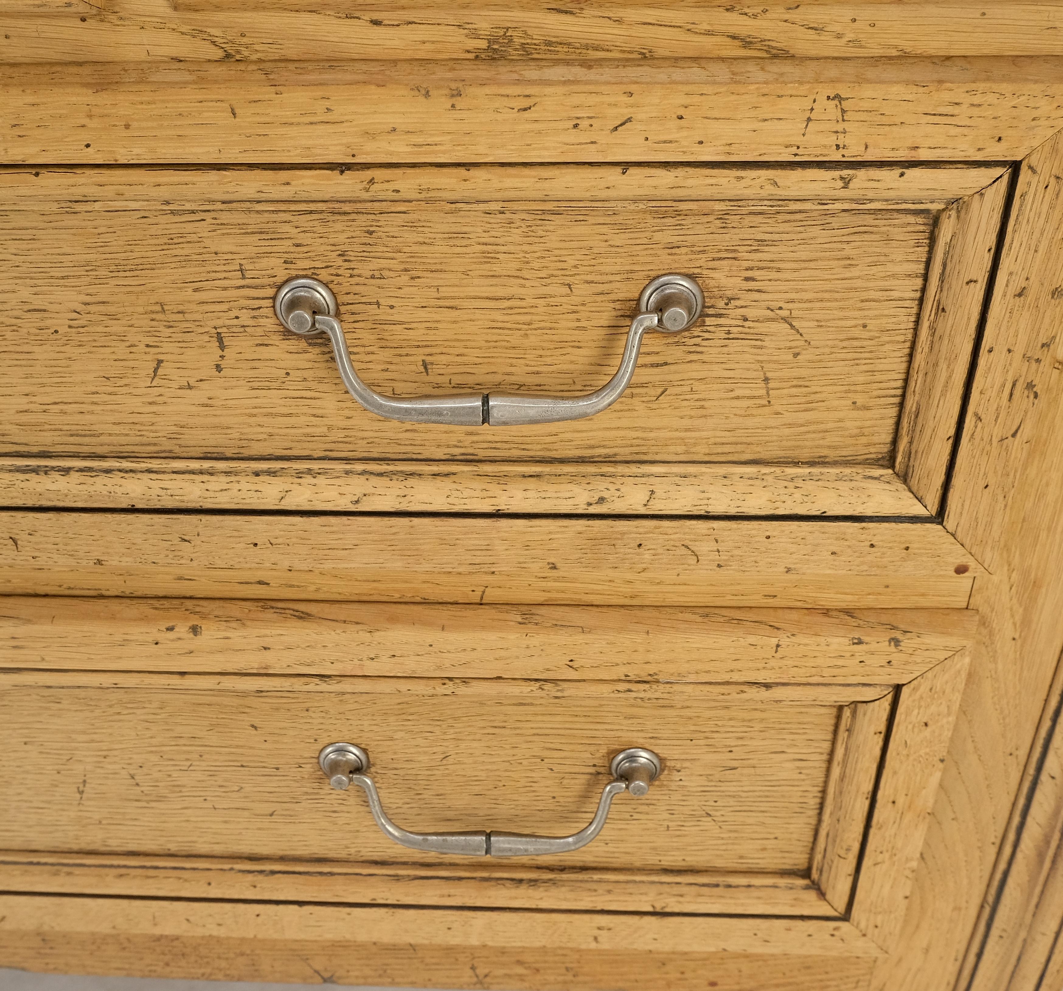 Pair of Washed Oak White Marble Tops 5 Drawers Bachelor Chests Dressers MINT! For Sale 1