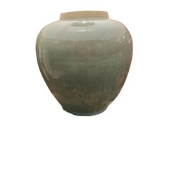 Washed Turquoise Ginger Jar Shaped Pair of Lamps, China, Contemporary
