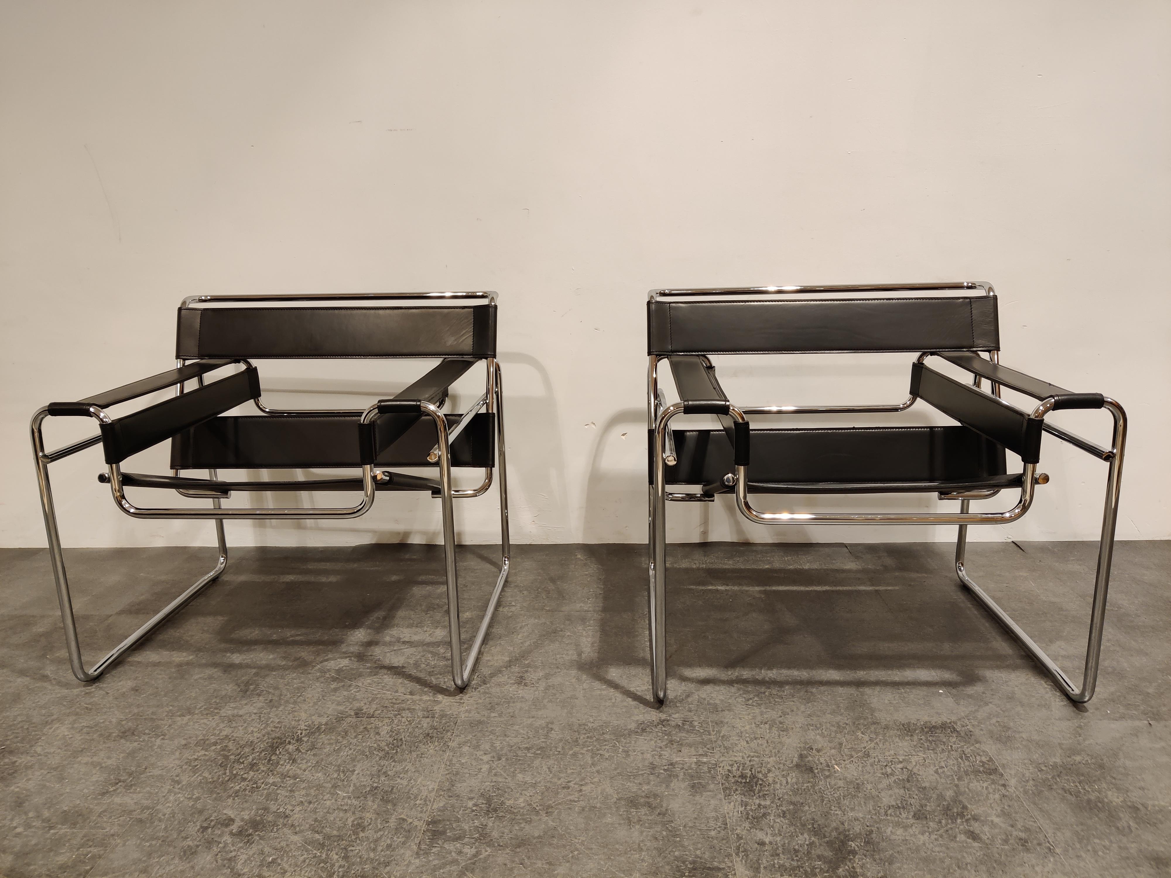 Bauhaus Pair of Wassily Armchairs by Marcel Breuer, 1990s