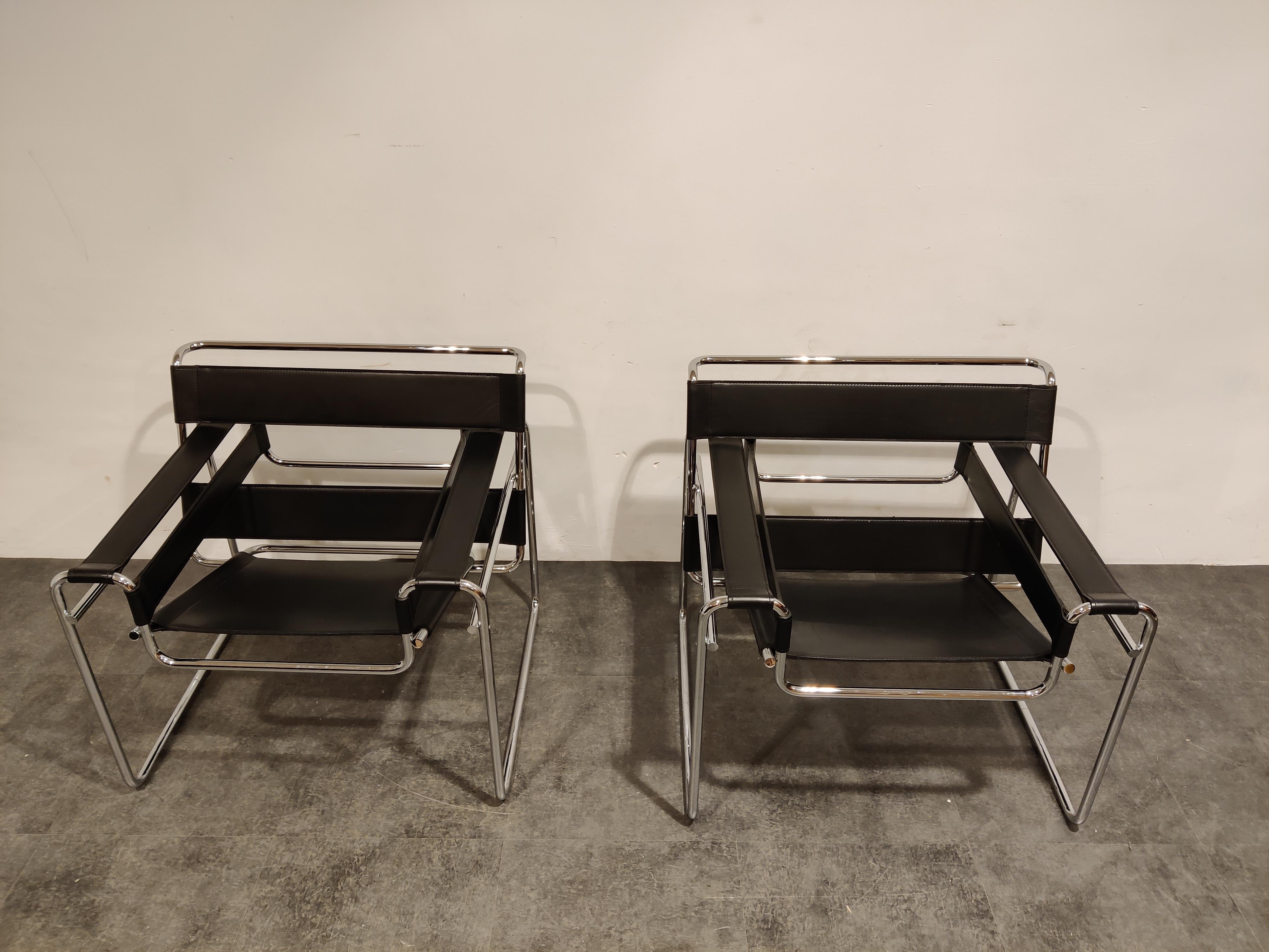 Italian Pair of Wassily Armchairs by Marcel Breuer, 1990s