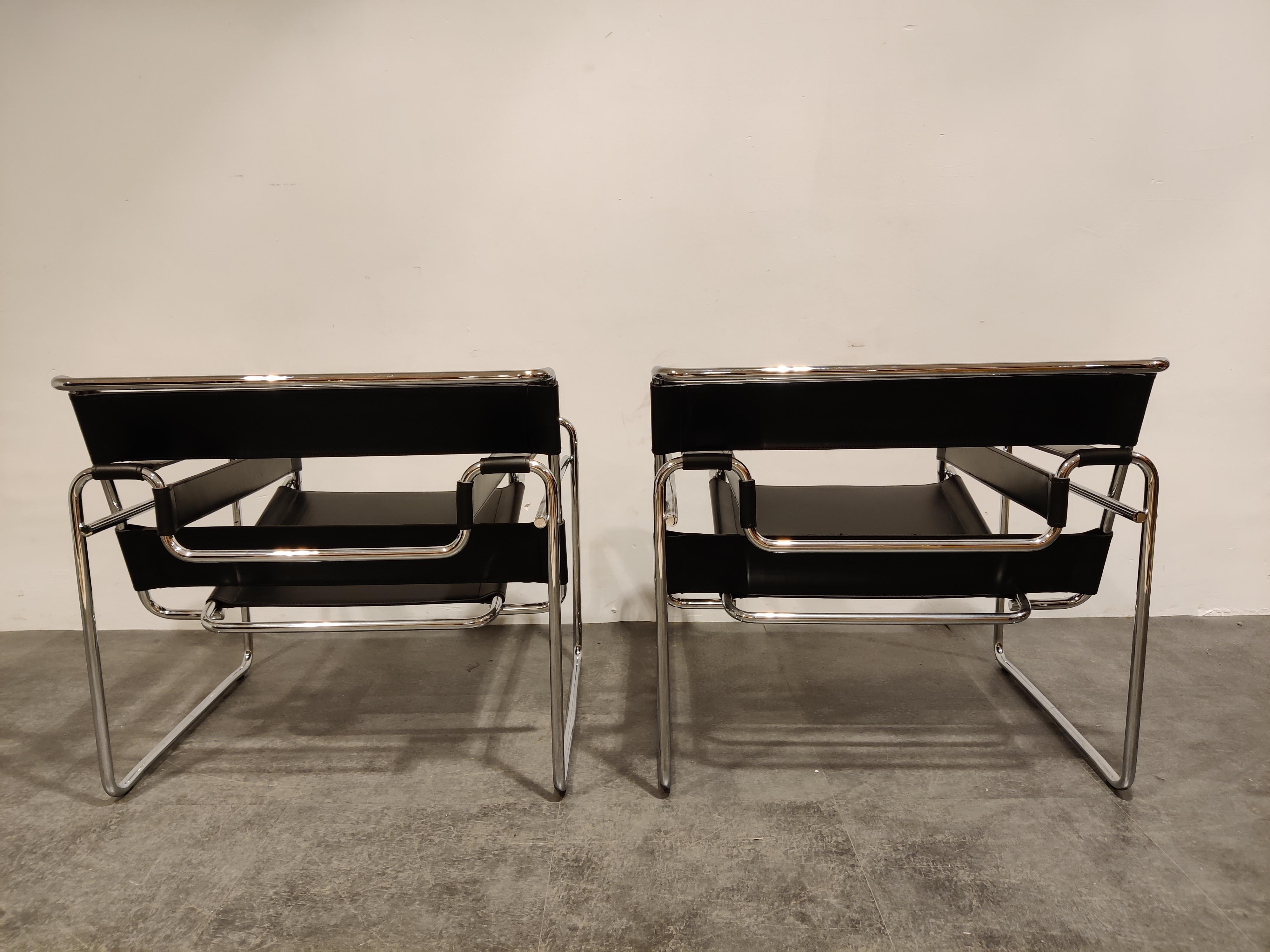 Late 20th Century Pair of Wassily Armchairs by Marcel Breuer, 1990s