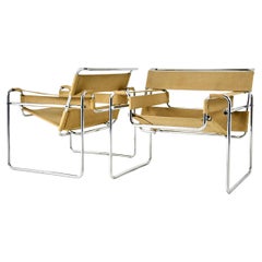 Pair of "Wassily" Armchairs by Marcel Breuer for Gavina, 1970s