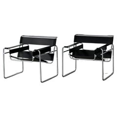 Pair of Wassily armchairs by Marcel Breuer Gavina edition Italy 1960s