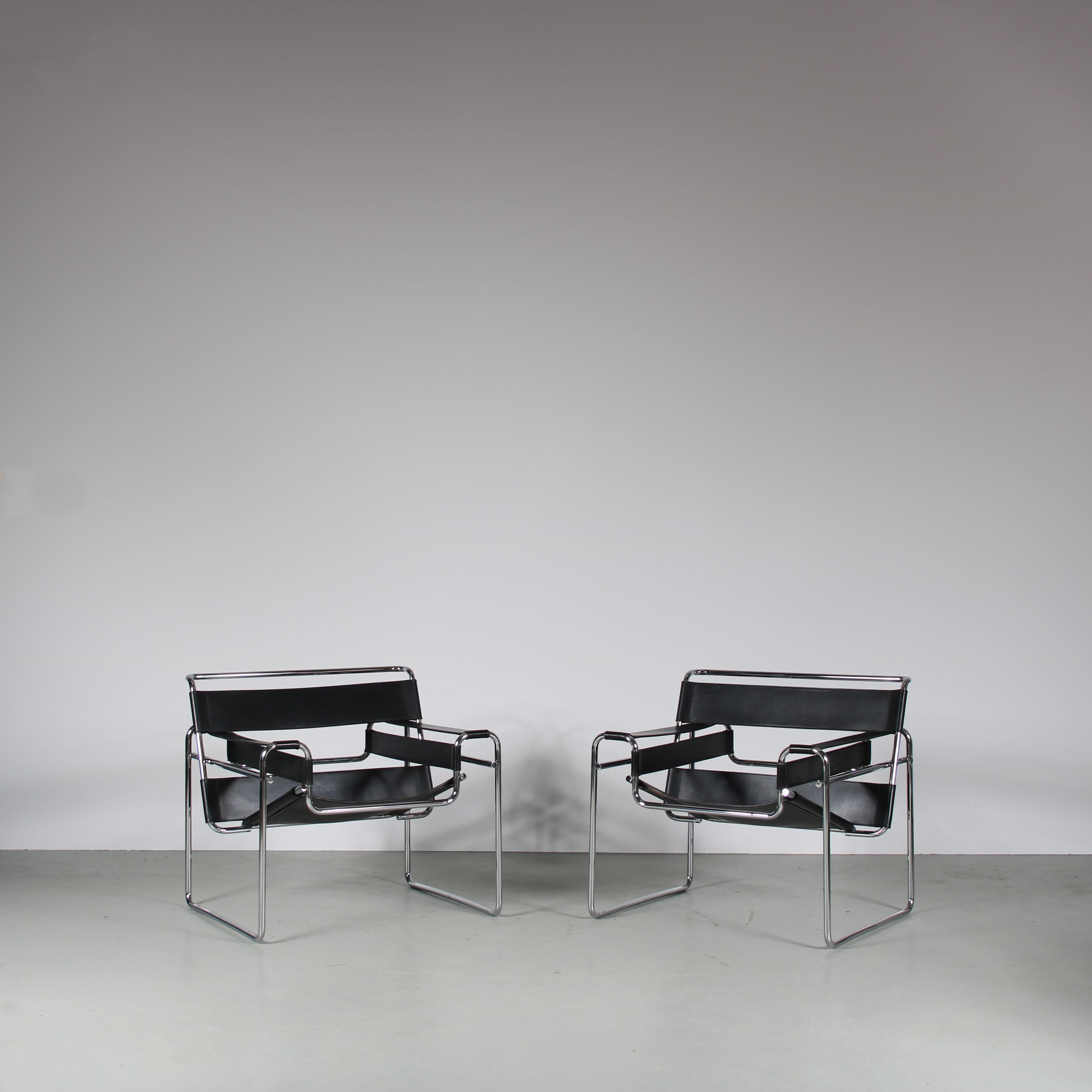 Italian Pair of “Wassily” Chairs by Marcel Breuer for Gavina, Italy, 1960