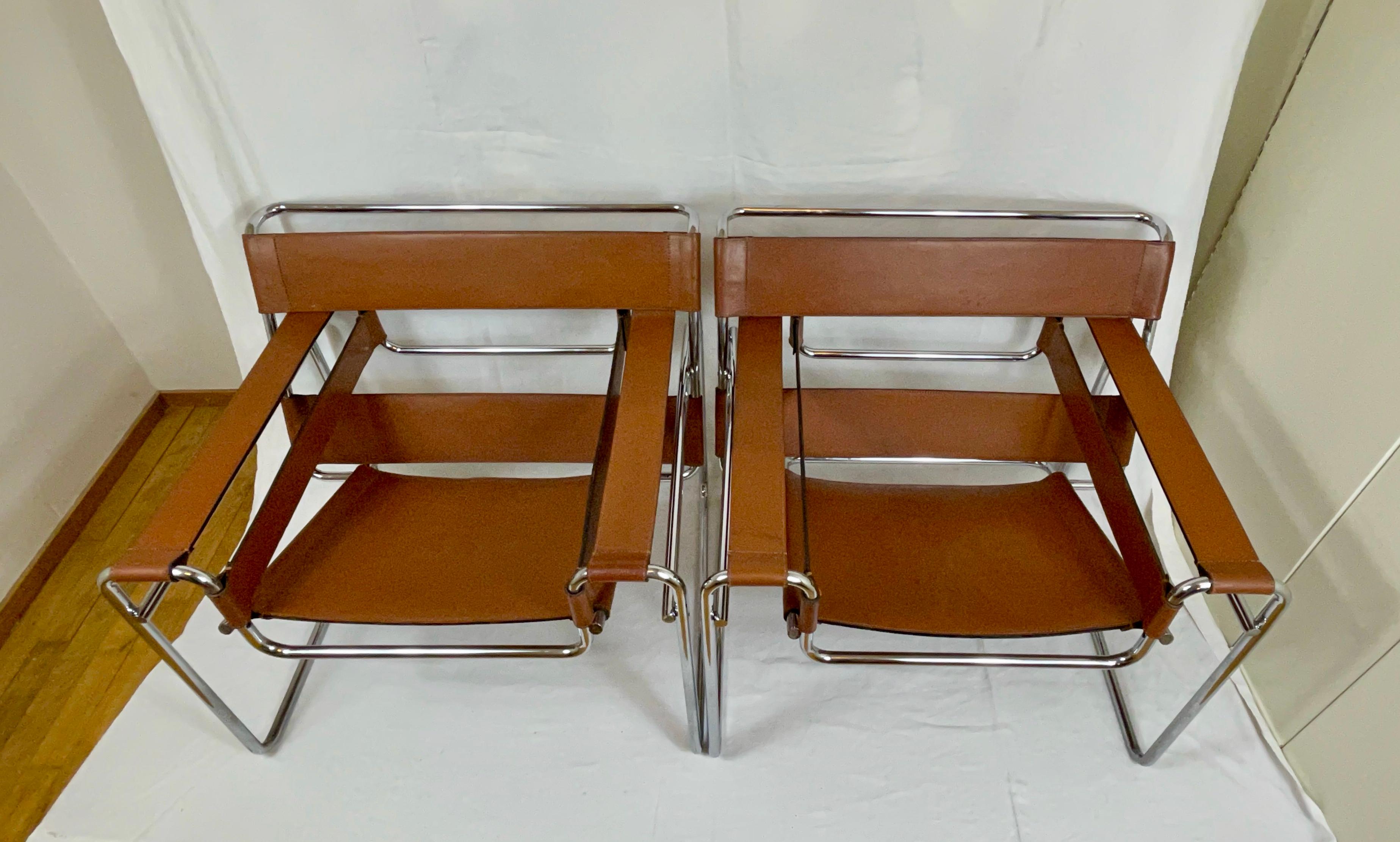 French Pair of Wassily Lounge Chairs by Marcel Breuer