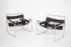 Pair of Wassily Model B3 Lounge Chairs by Marcel Breuer for Gavina, 1970s