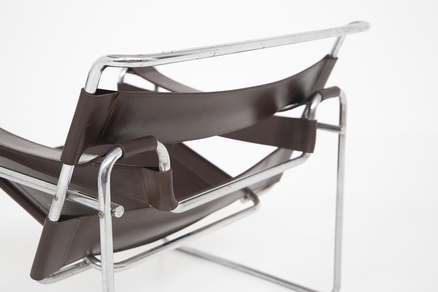 Italian Pair of Wassily Model B3 Lounge Chairs by Marcel Breuer for Gavina, 1970s