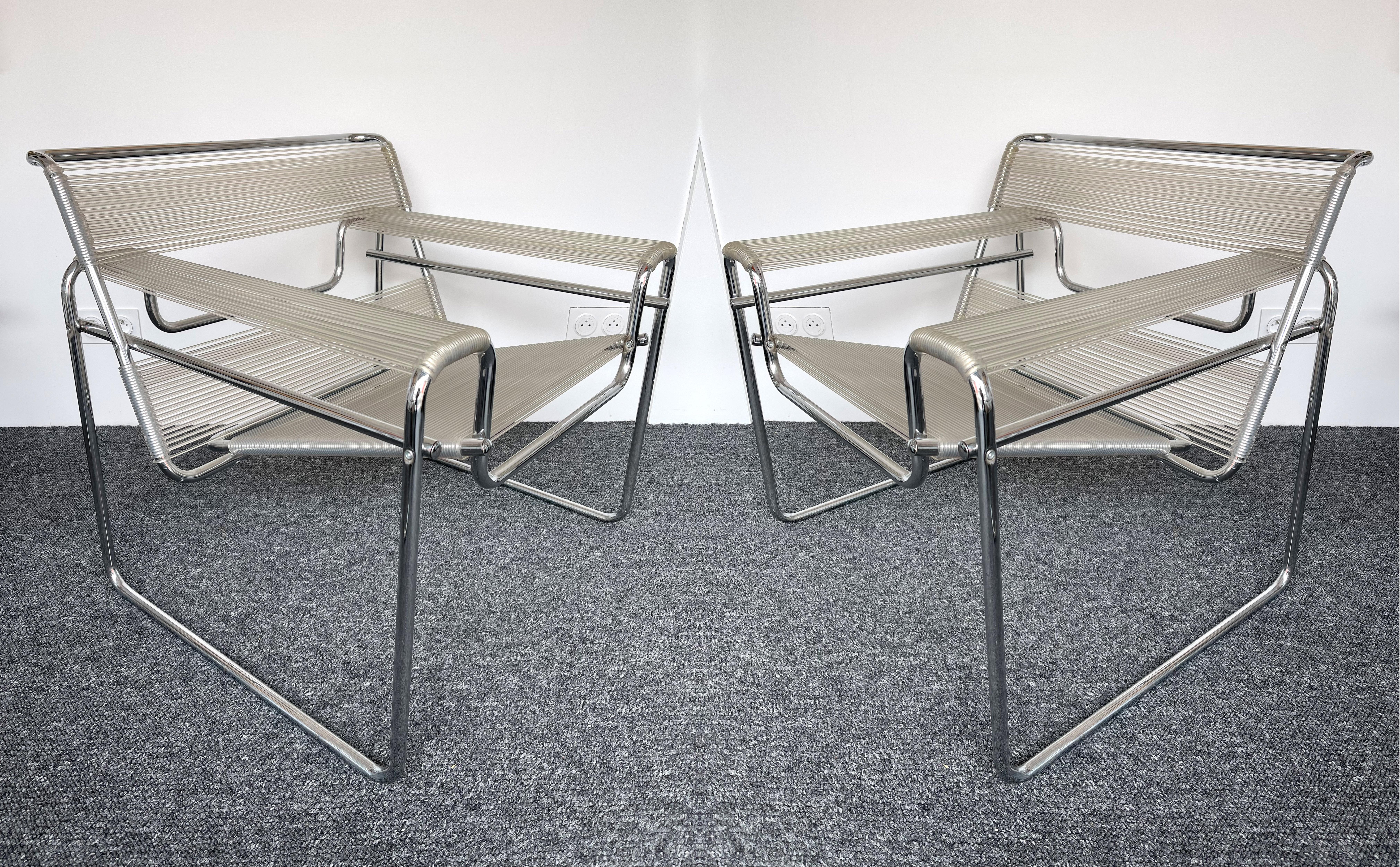 Pair of Wassily Spaghetti Armchairs by Marcel Breuer, 1980s 1