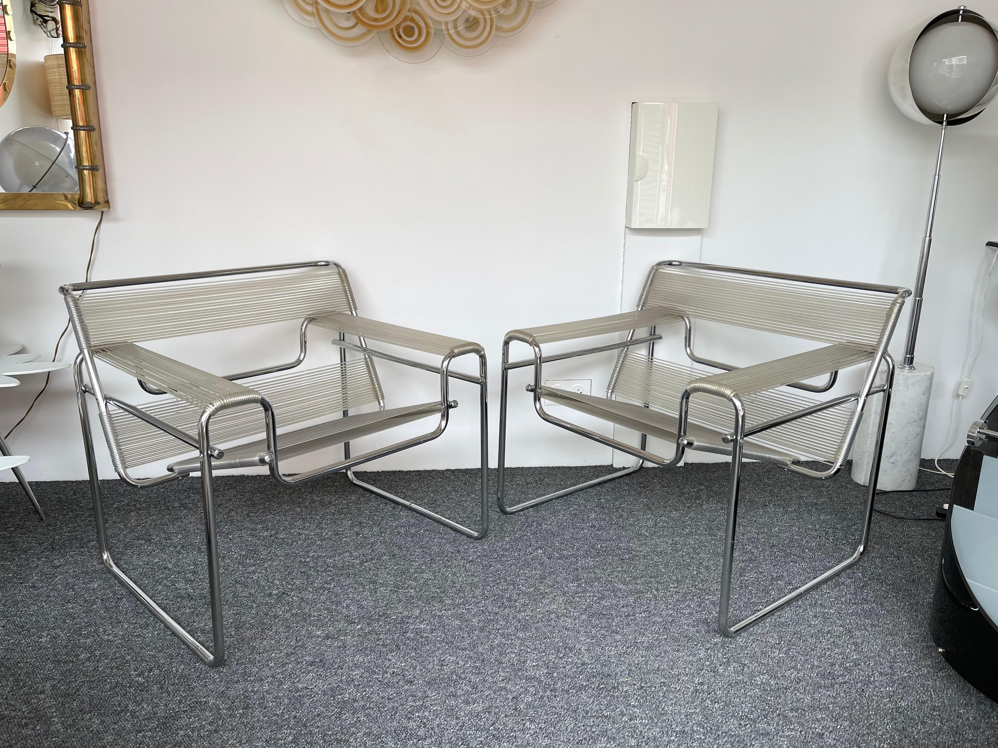 Pair of Wassily Spaghetti Armchairs by Marcel Breuer, 1980s 4