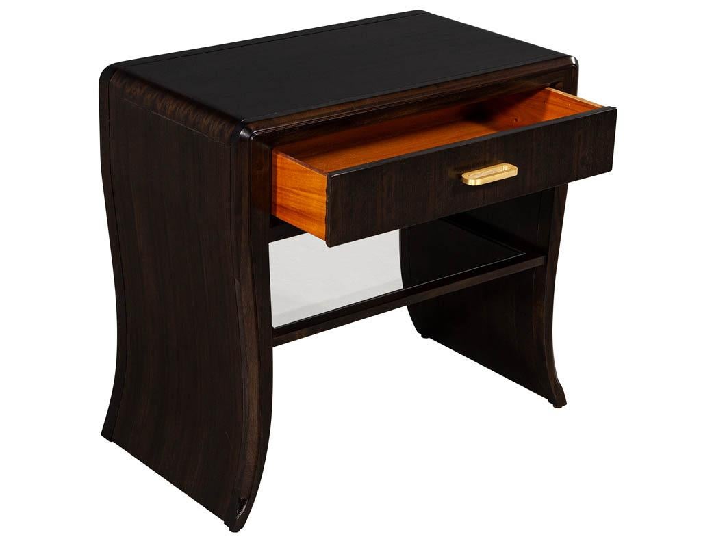 Modern Pair of Water Fall Mozambique and Mahogany Nightstands