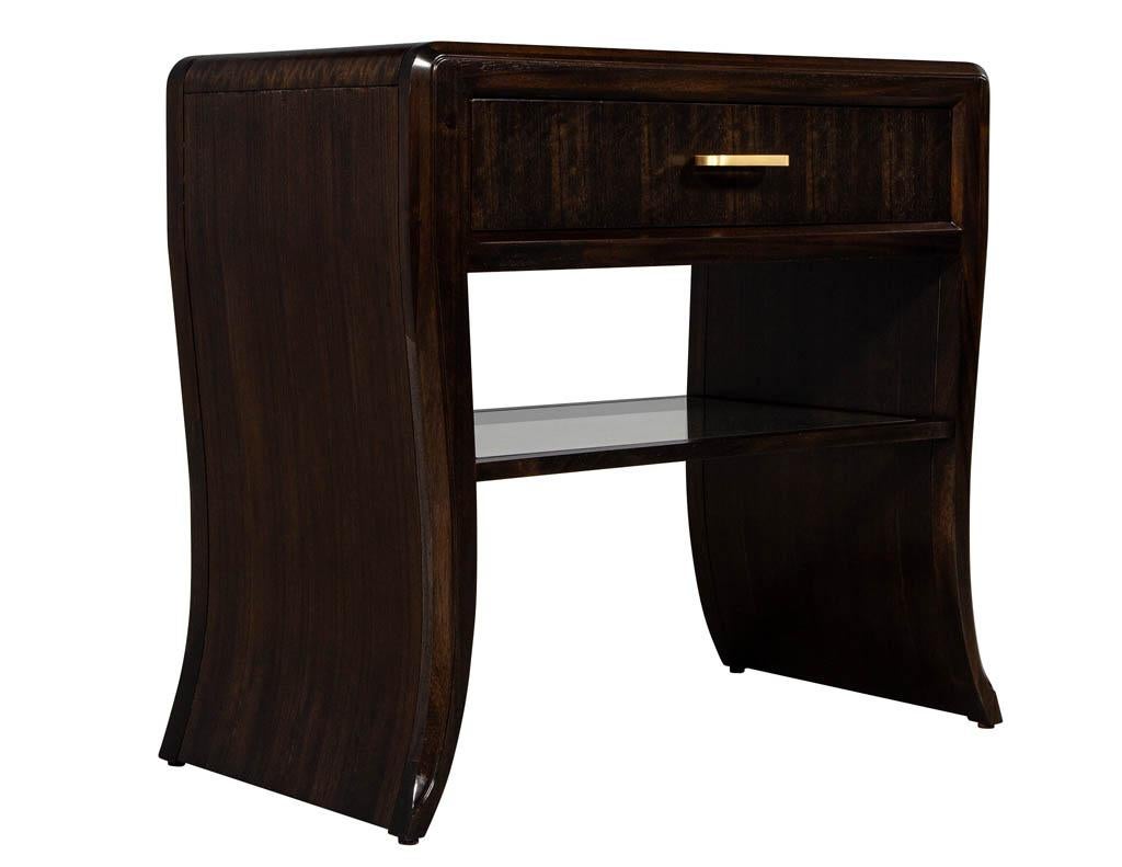 Pair of Water Fall Mozambique and Mahogany Nightstands 1