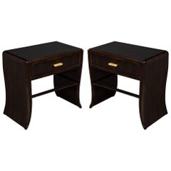 Pair of Water Fall Mozambique and Mahogany Nightstands