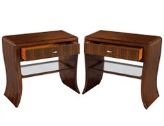 Pair of Water Fall Mozambique and Mahogany Nightstands