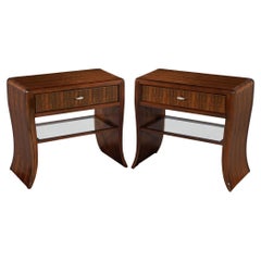 Pair of Water Fall Mozambique and Mahogany Nightstands