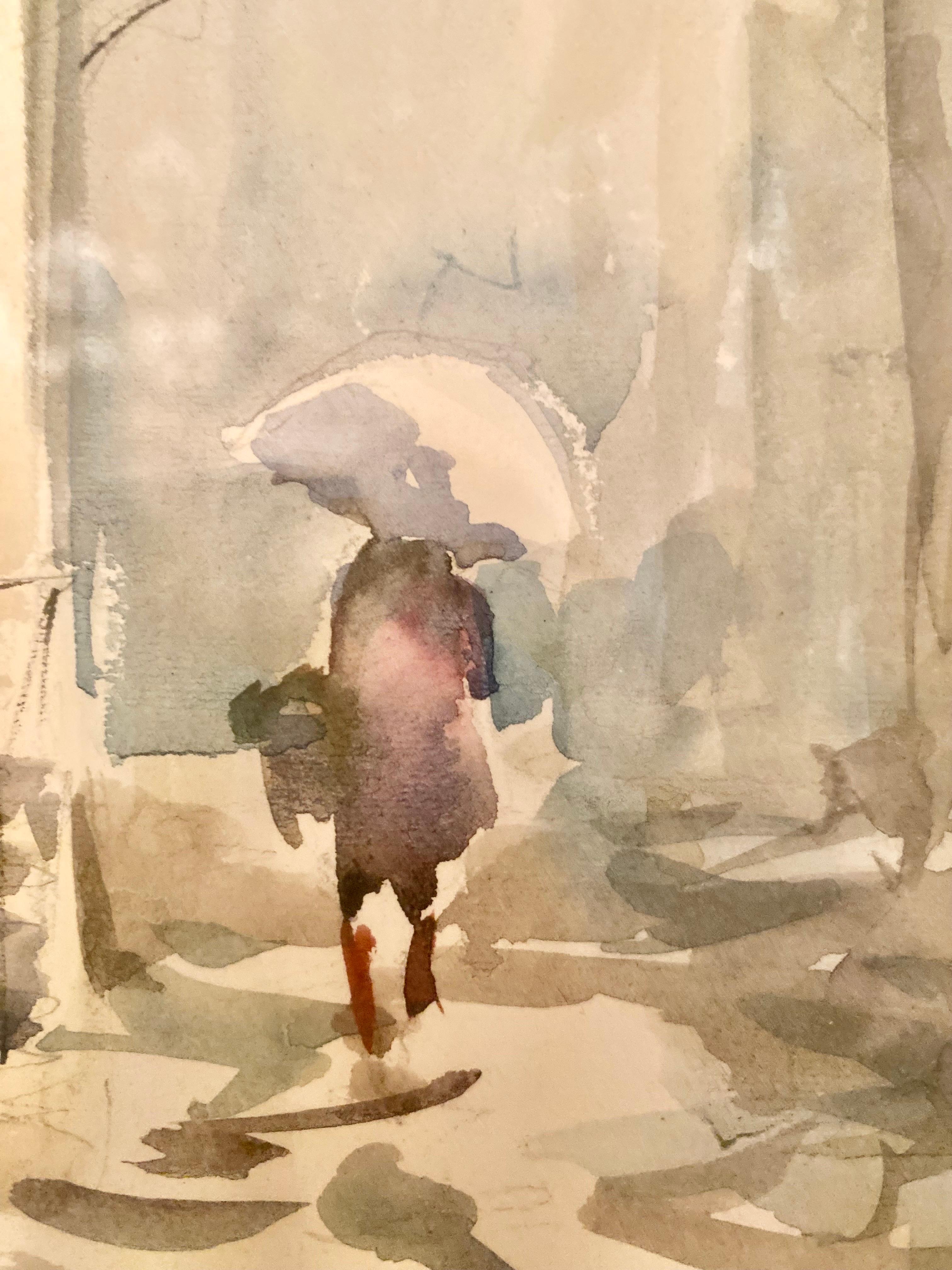 Watercolor Drawing Baléares Village 1960, Sign For Sale 6