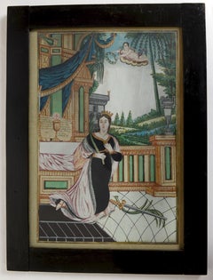 Coppia di acquerelli raffiguranti "Il culto di Santa Caterina d'Alessandria".