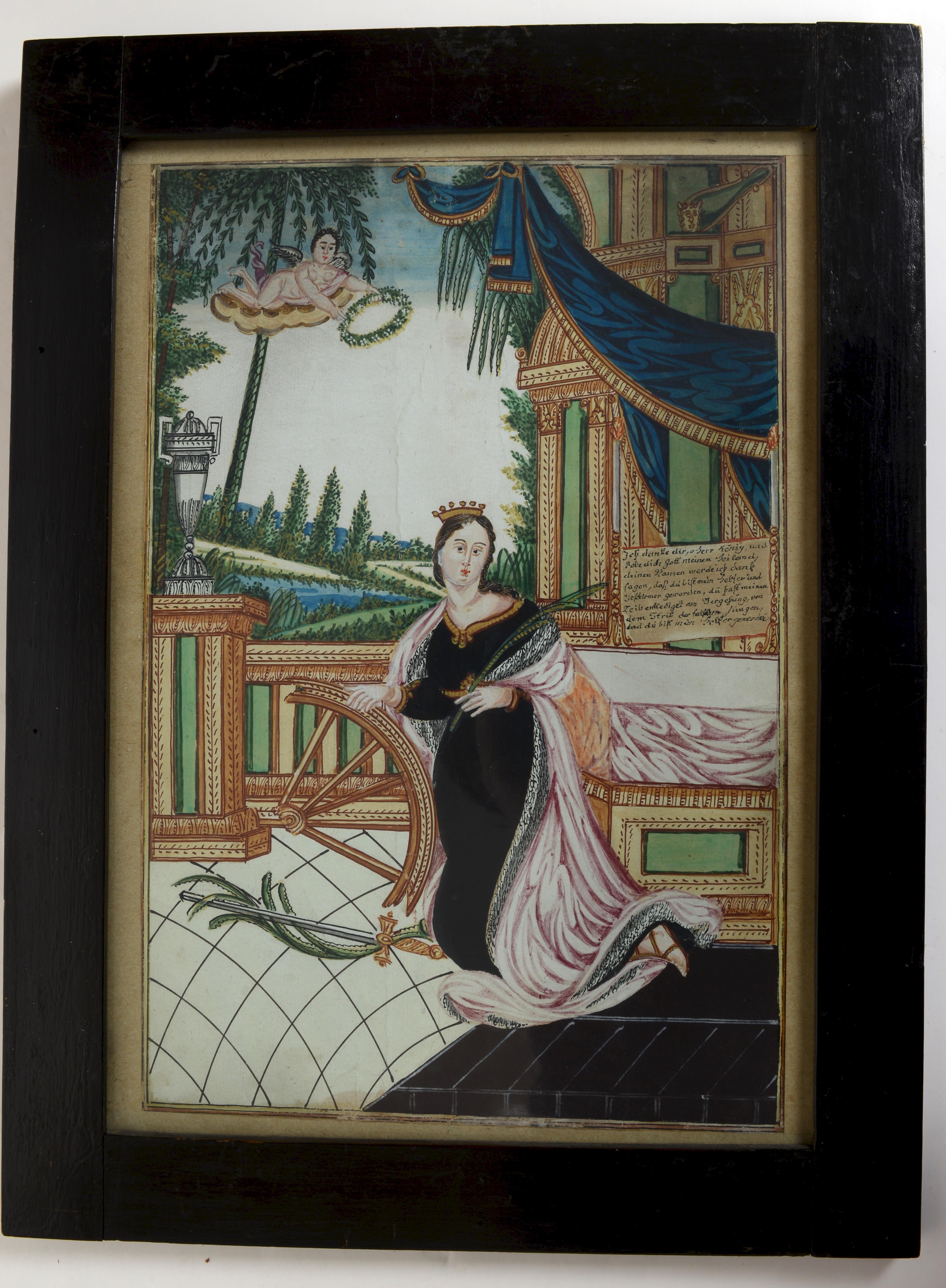 Ein Paar Aquarelle mit der Darstellung „Der Kult der Heiligen Katharina von Alexandria“ (Deutsch) im Angebot
