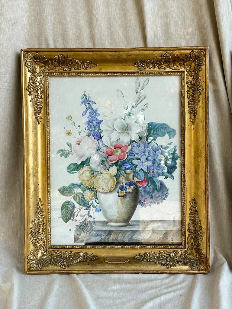French Pair of Watercolors - Marie Louise Anne Victoire de la Fouchardière (1814-1903)  For Sale