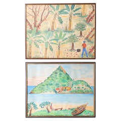 Pair of Watercolors of Tropical Grenada