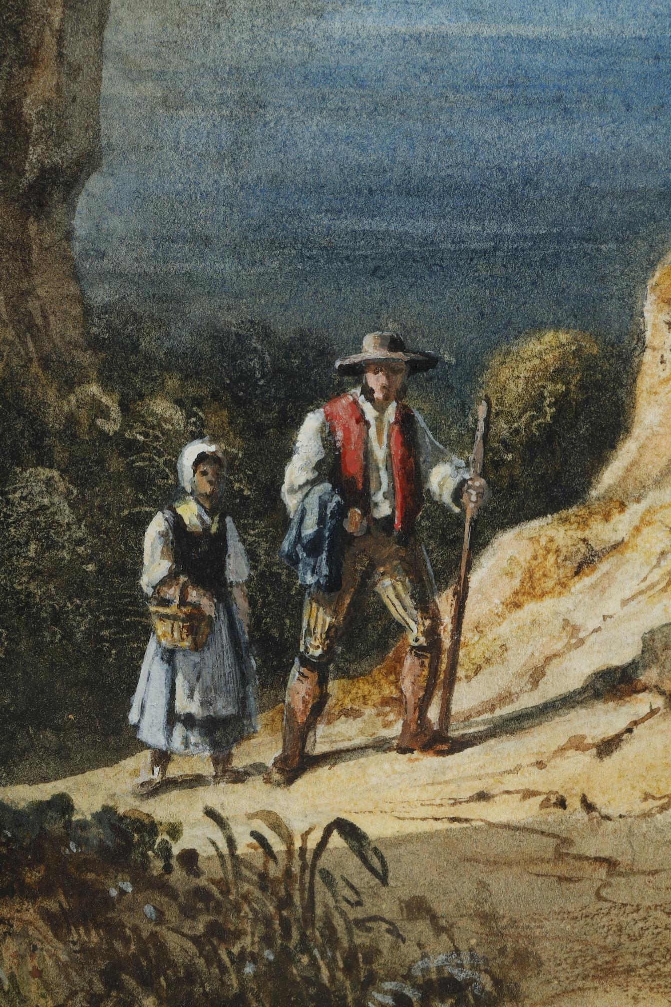 Pareja de acuarelas firmadas por François-Jules Collignon en venta 7