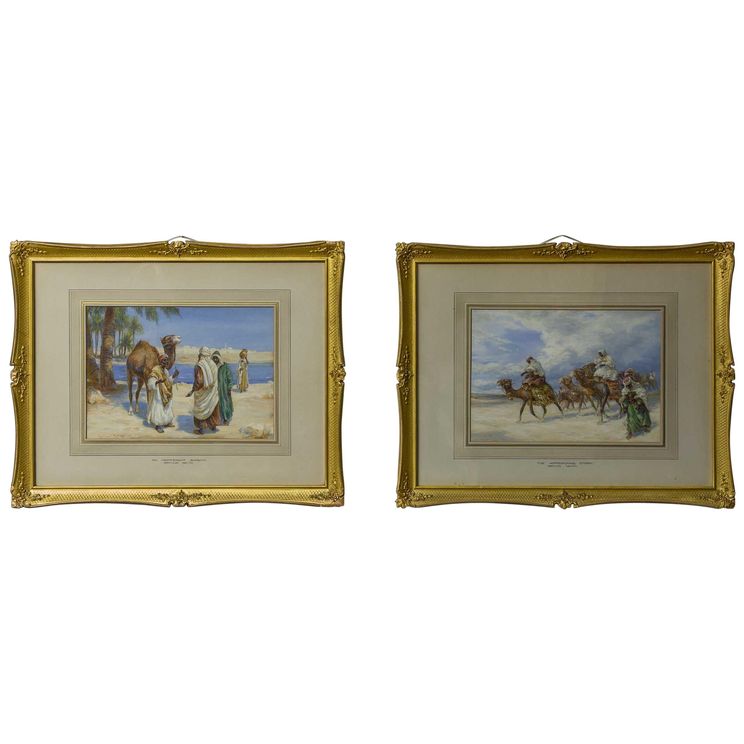Pair of Watercolors by Arthur Keith For Sale
