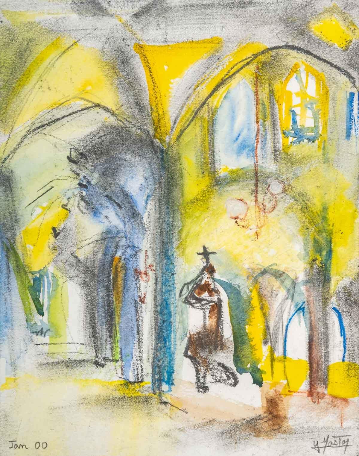 Paar Aquarelle für die Inneneinrichtung einer Kirche im Zustand „Gut“ im Angebot in Saint-Ouen, FR
