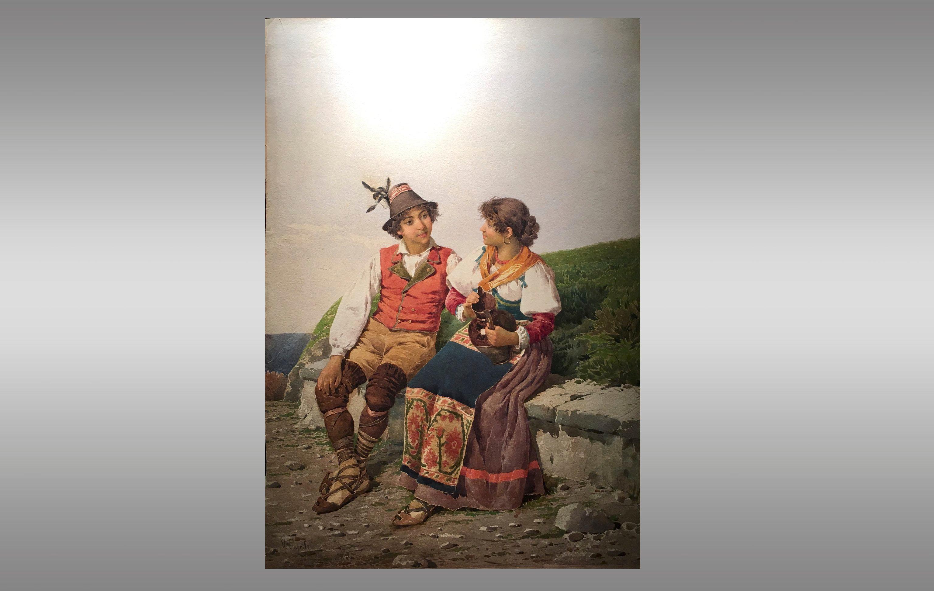 19th Century Pair of Watercolours of Vicenzo Caprile For Sale