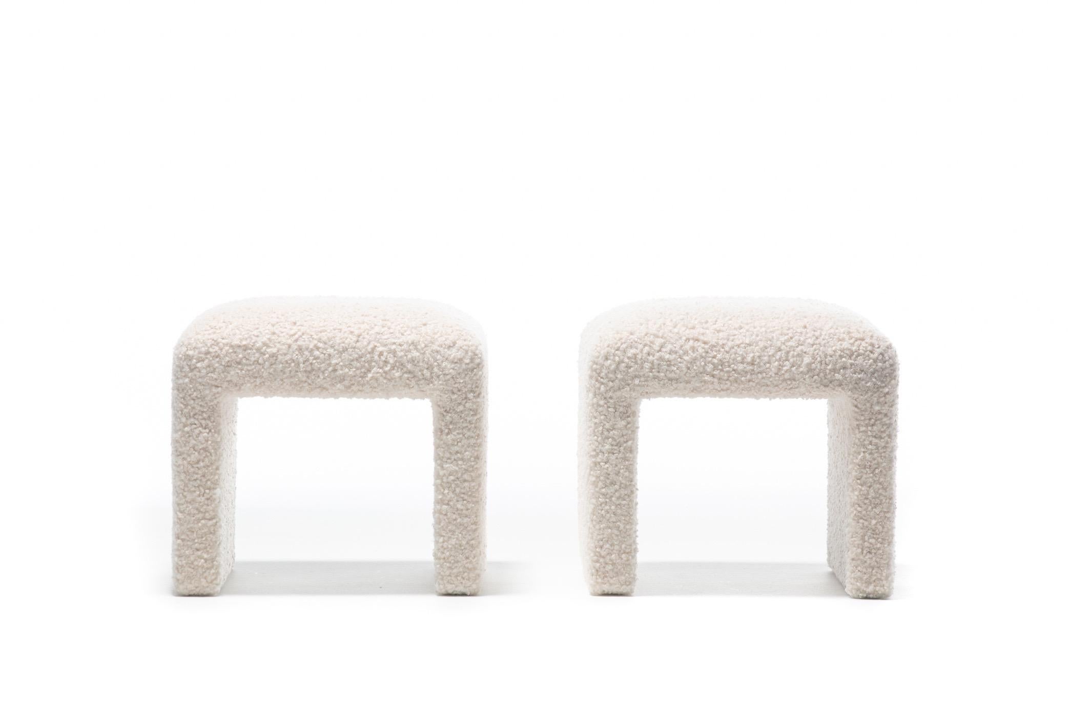 Pair of Waterfall Benches in Ivory Bouclé by Directional, circa 1970s 4
