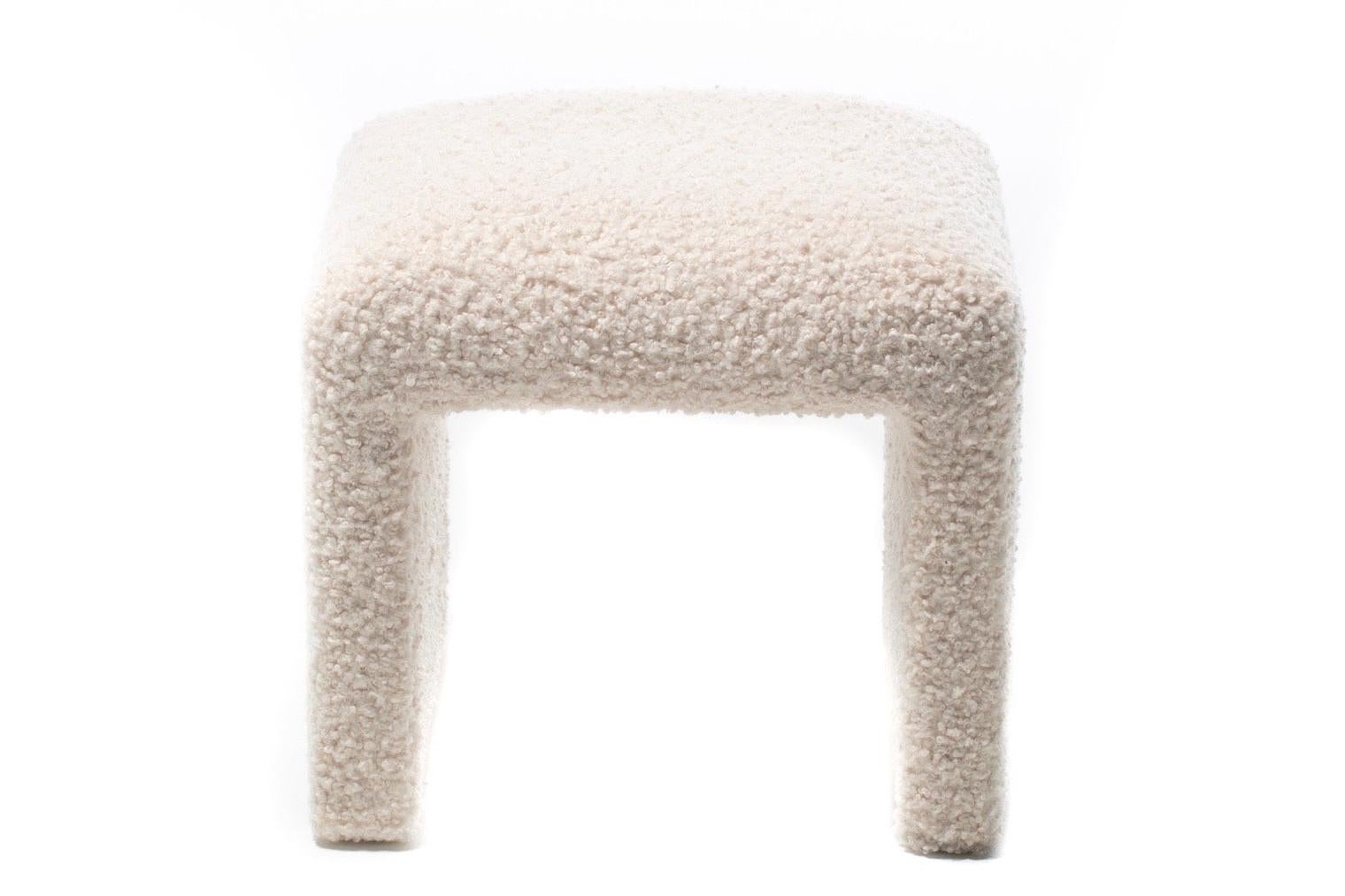 Pair of Waterfall Benches in Ivory Bouclé by Directional, circa 1970s In Good Condition In Saint Louis, MO