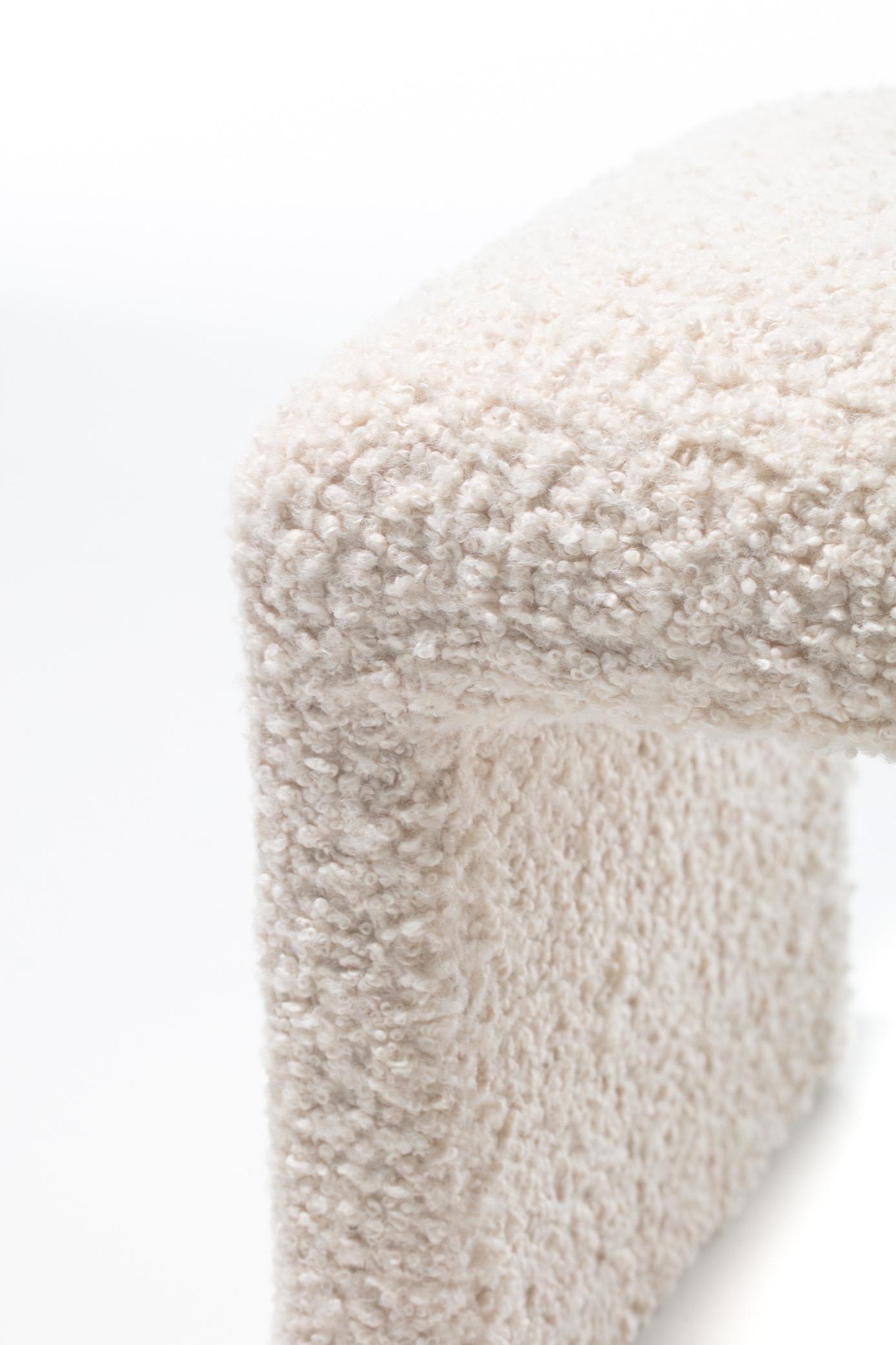 Late 20th Century Pair of Waterfall Benches in Ivory Bouclé by Directional, circa 1970s