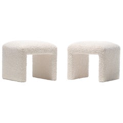 Pair of Waterfall Benches in Ivory Bouclé by Directional, circa 1970s