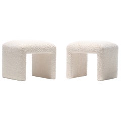 Pair of Waterfall Benches in Ivory Bouclé by Directional, circa 1970s