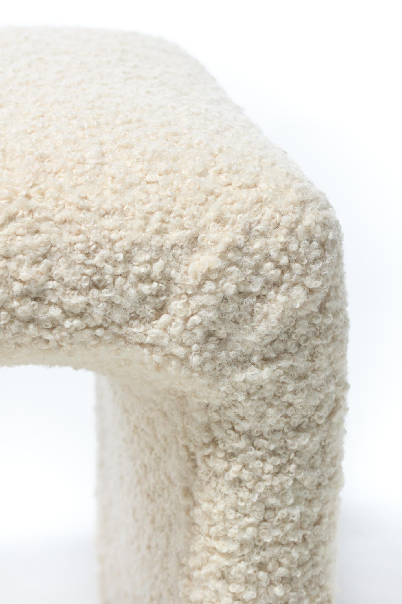 Pair of Waterfall Benches Newly Upholstered in Ivory White Bouclé, circa 1970s For Sale 8