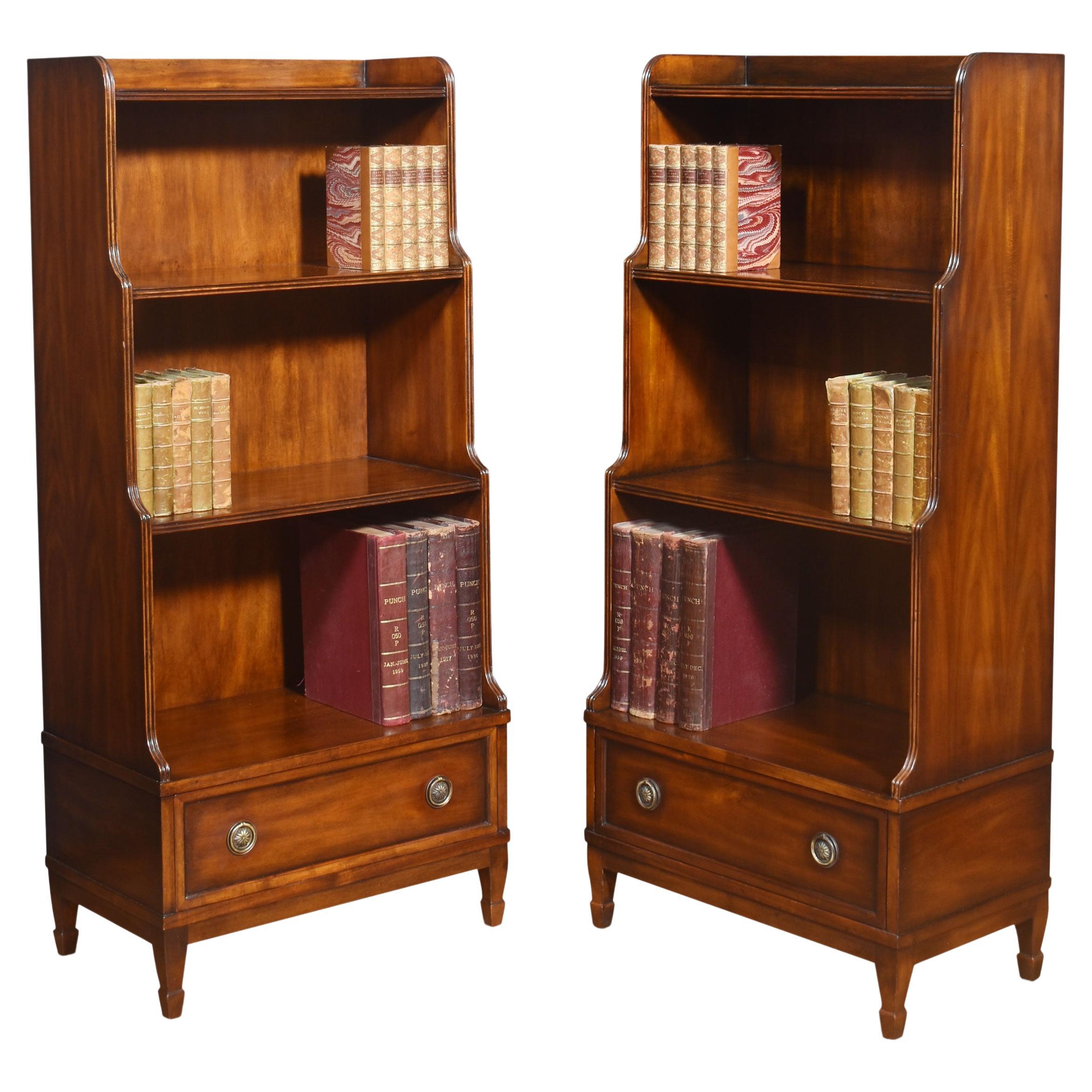 Pair of waterfall bookcases For Sale