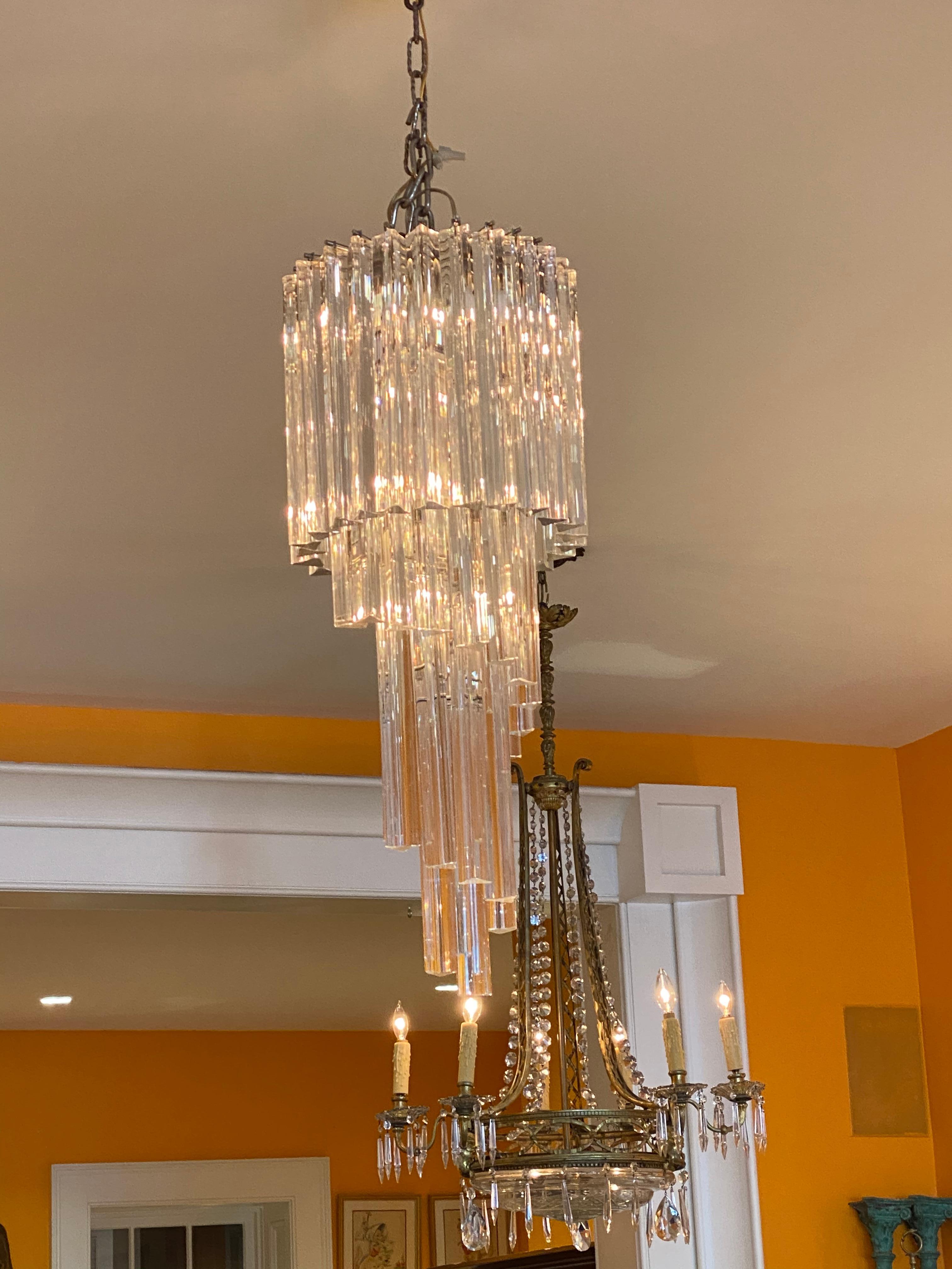 Pair of waterfall chandelier by Camer Company in Italy.