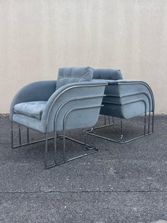 Paar verchromte Wasserfall-Loungesessel, George Mergenov für Weiman/Warren Lloyd