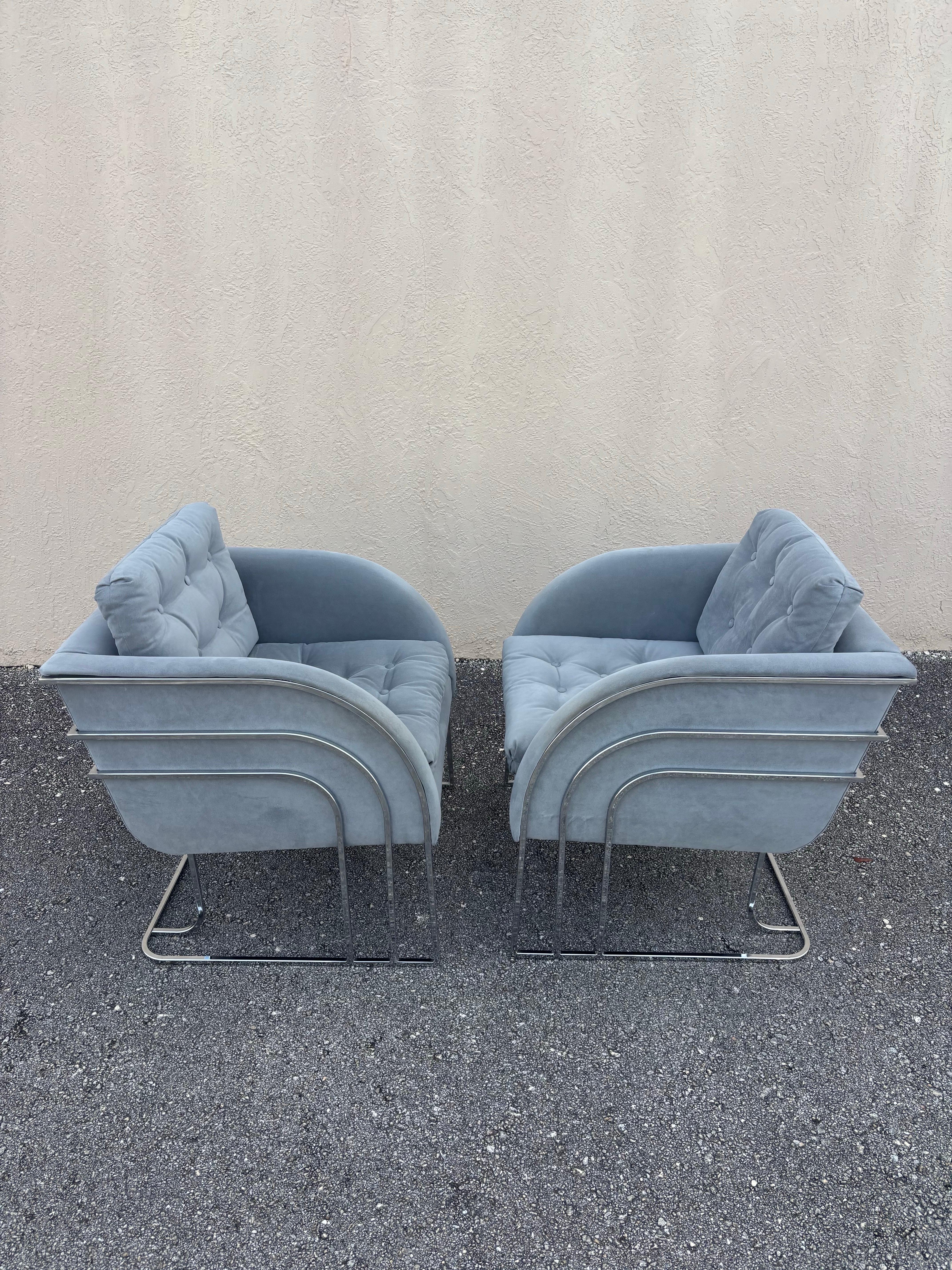Mid-Century Modern Paire de chaises longues en chrome avec cascade, George Mergenov pour Weiman/Warren Lloyd en vente