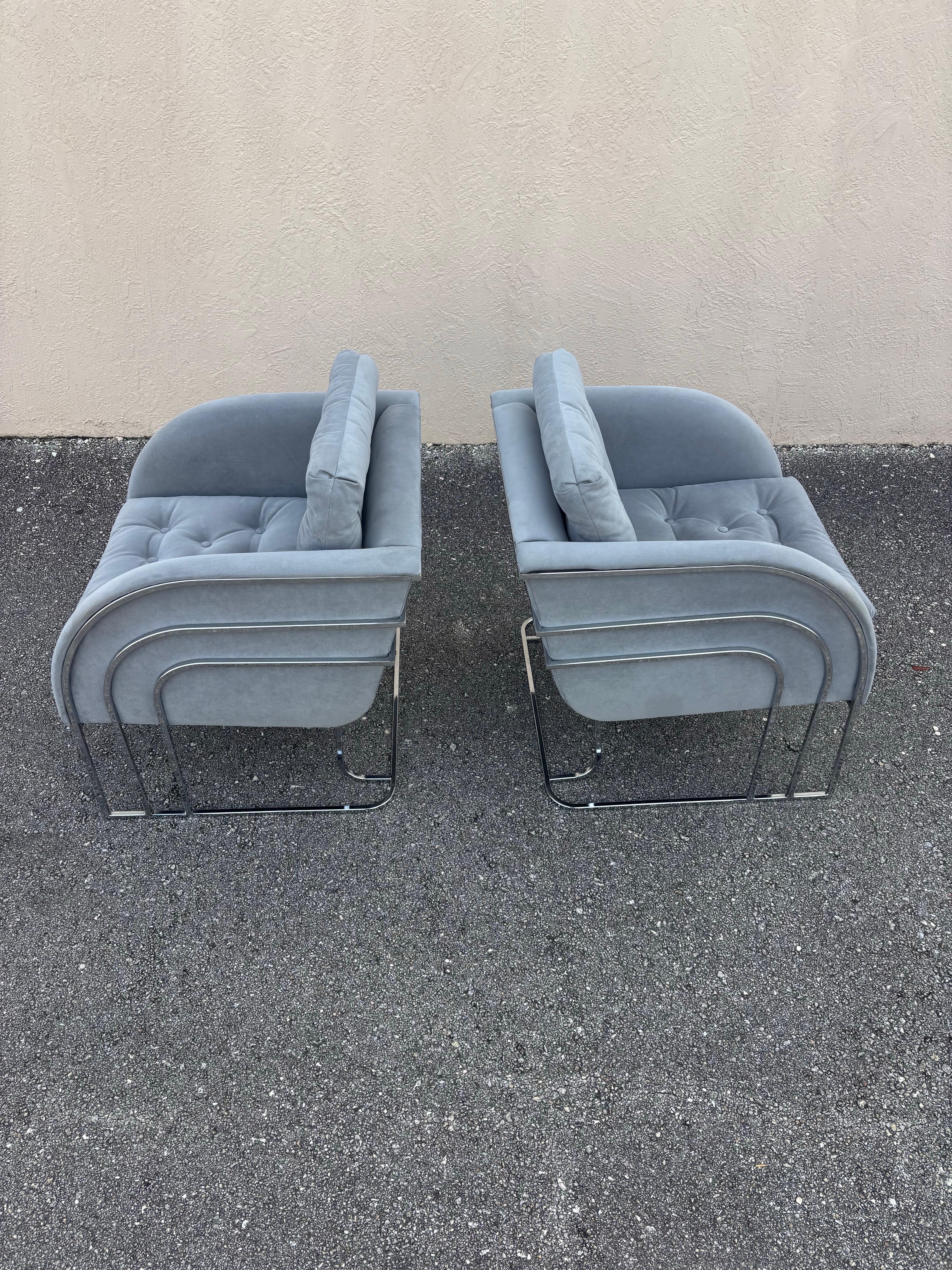 Américain Paire de chaises longues en chrome avec cascade, George Mergenov pour Weiman/Warren Lloyd en vente