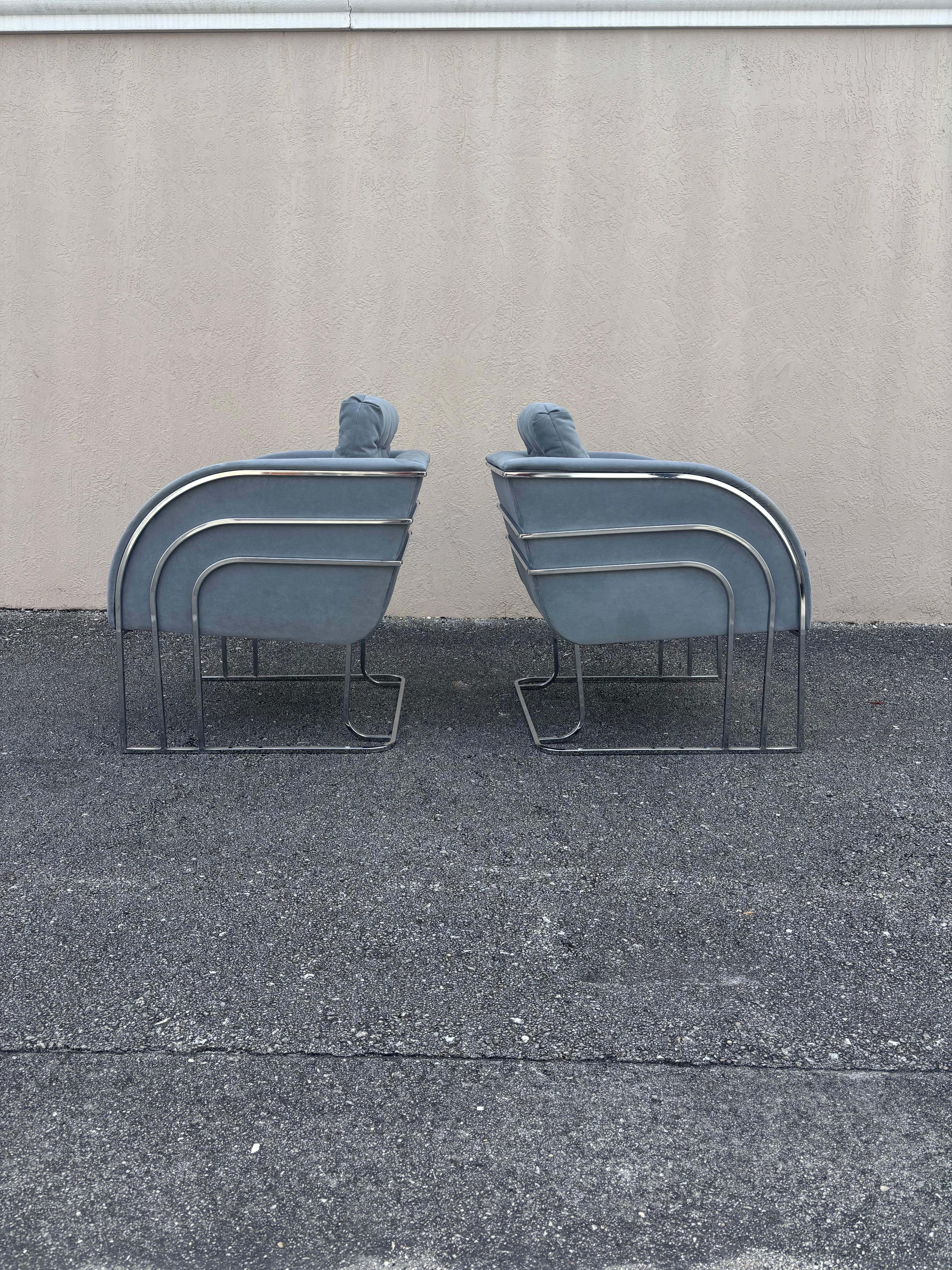20ième siècle Paire de chaises longues en chrome avec cascade, George Mergenov pour Weiman/Warren Lloyd en vente