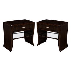 Pair of Waterfall Mozambique and Mahogany End Tables