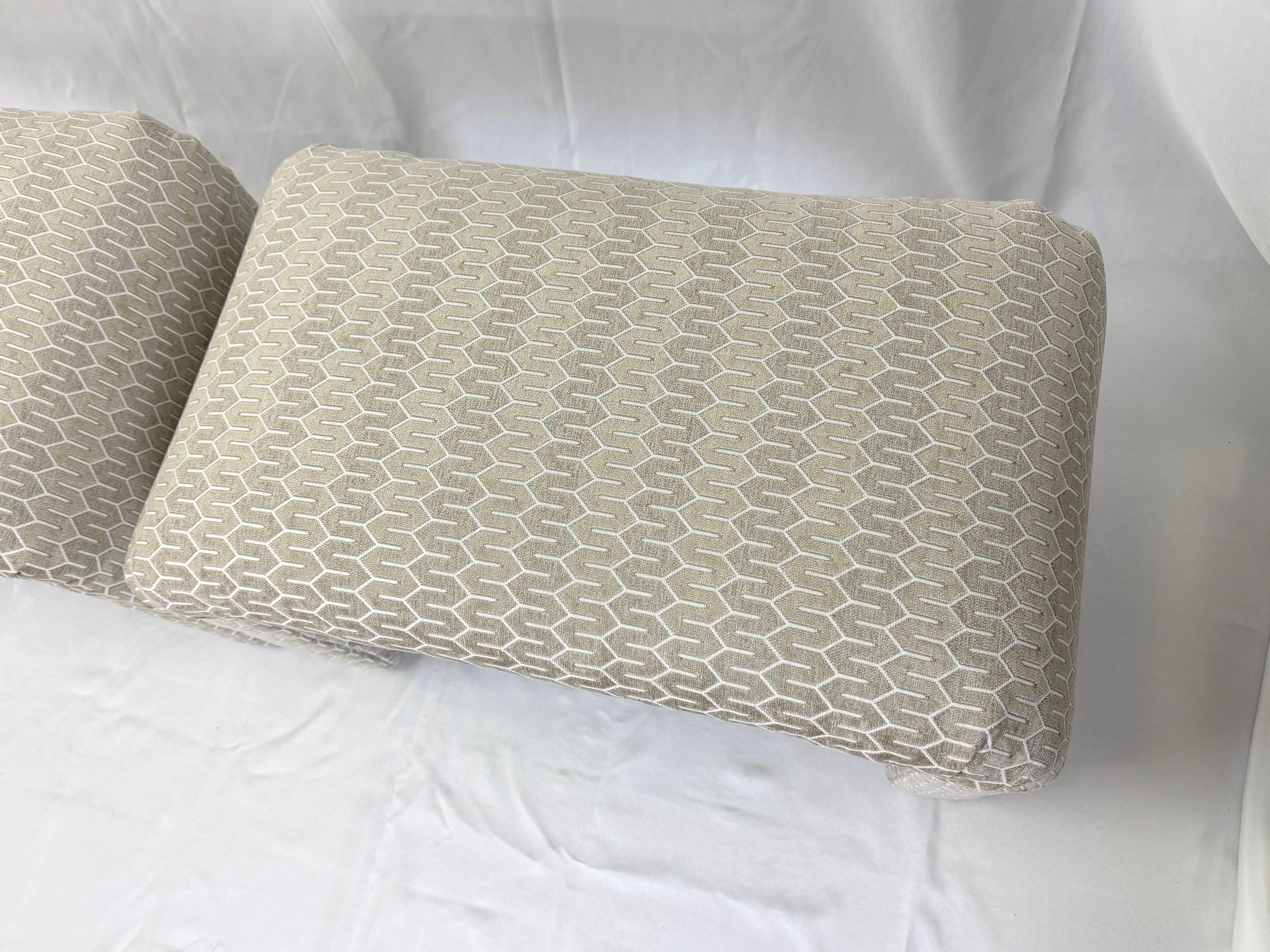 Pair of Waterfall Ottomans in Cream For Sale 7