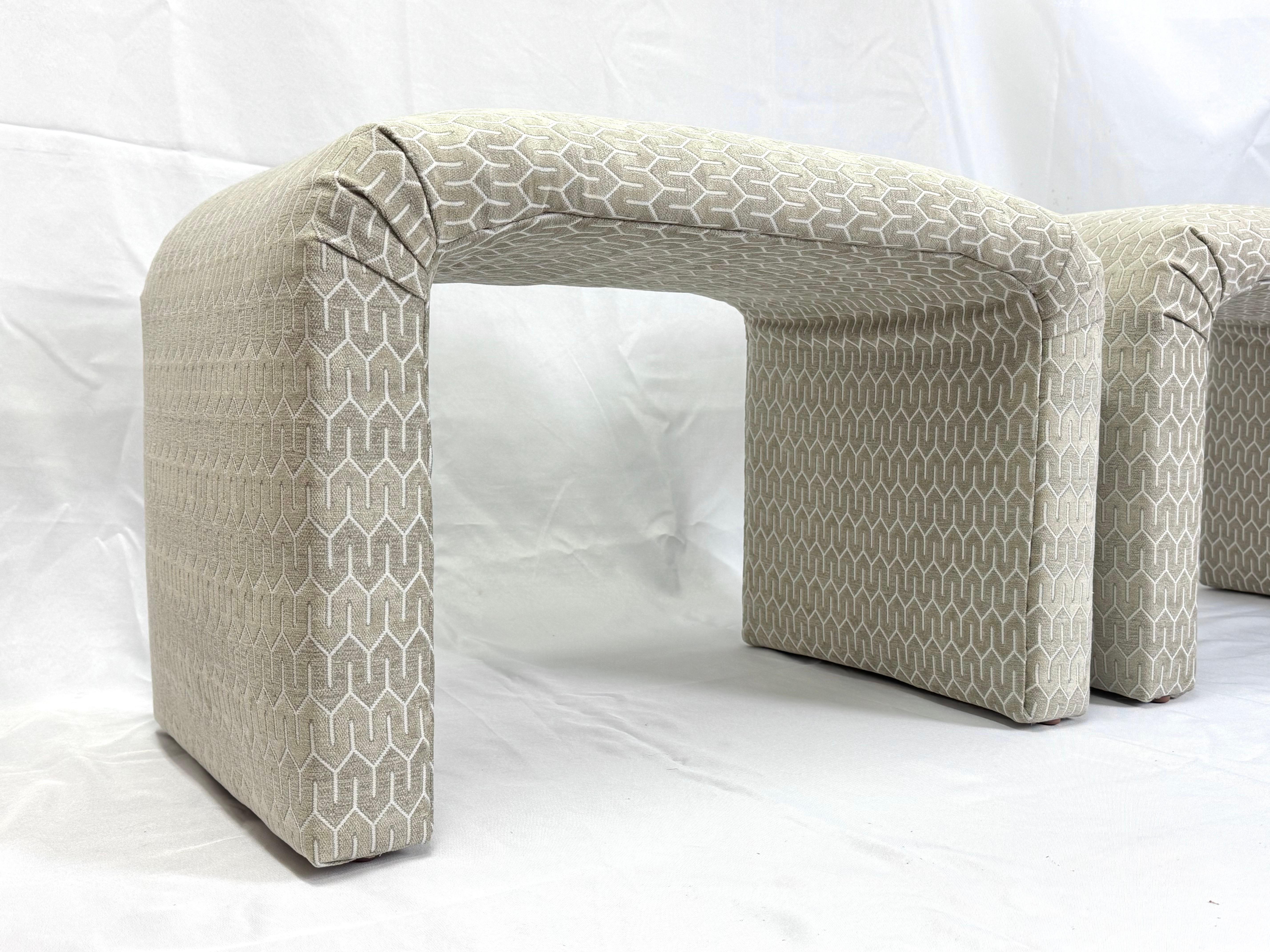 Pair of Waterfall Ottomans in Cream For Sale 9