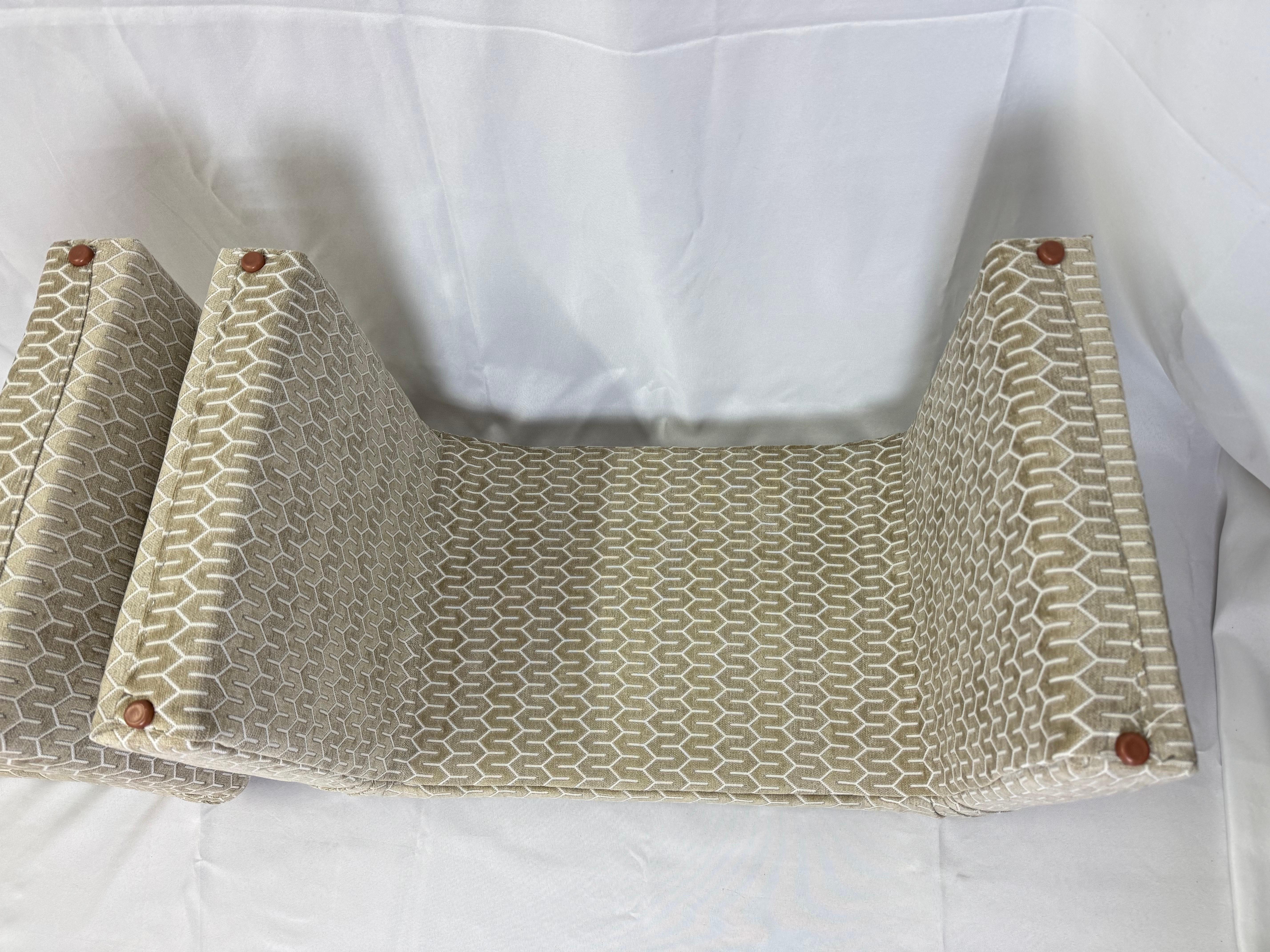 Pair of Waterfall Ottomans in Cream For Sale 11