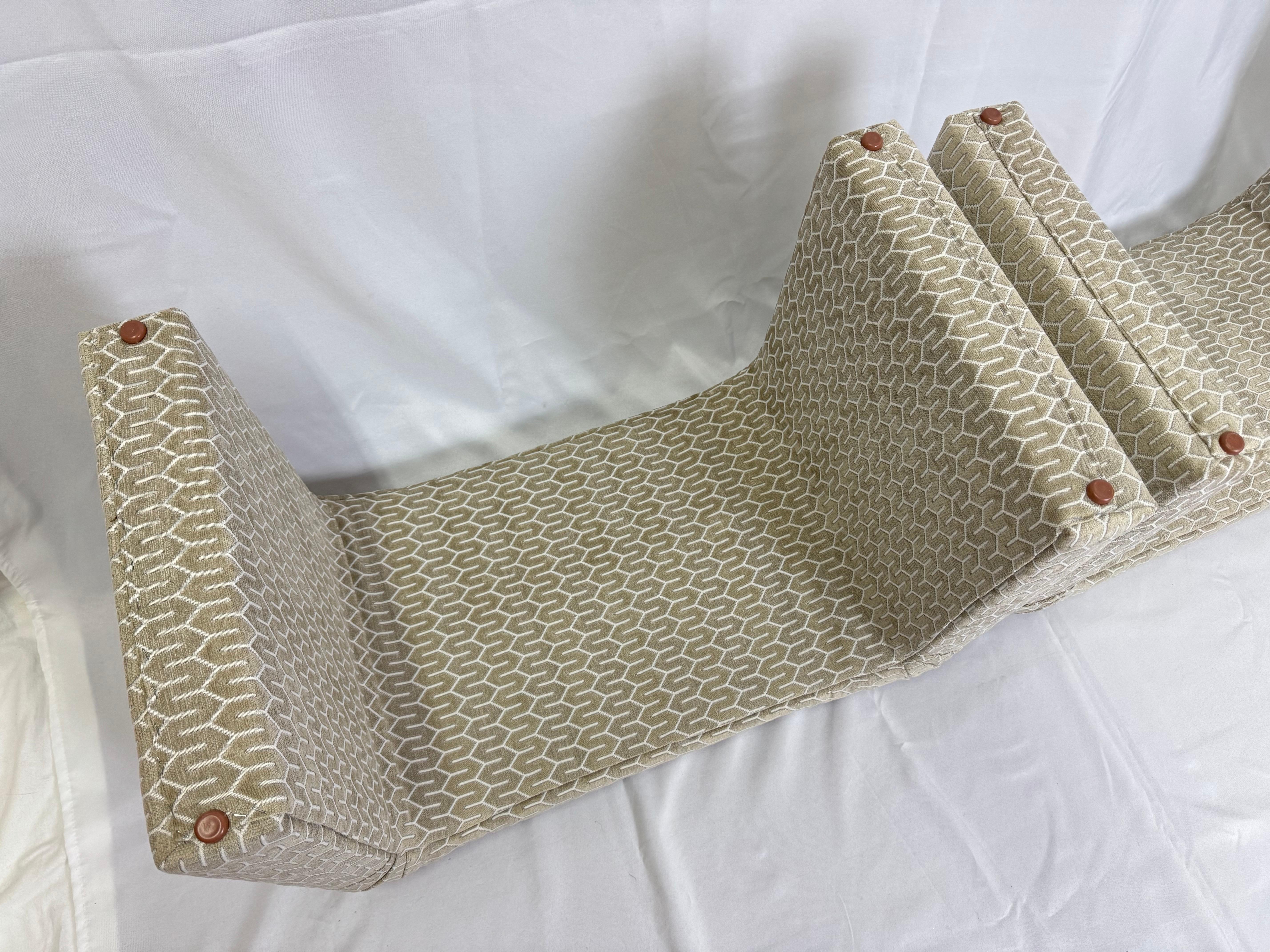 Pair of Waterfall Ottomans in Cream For Sale 12