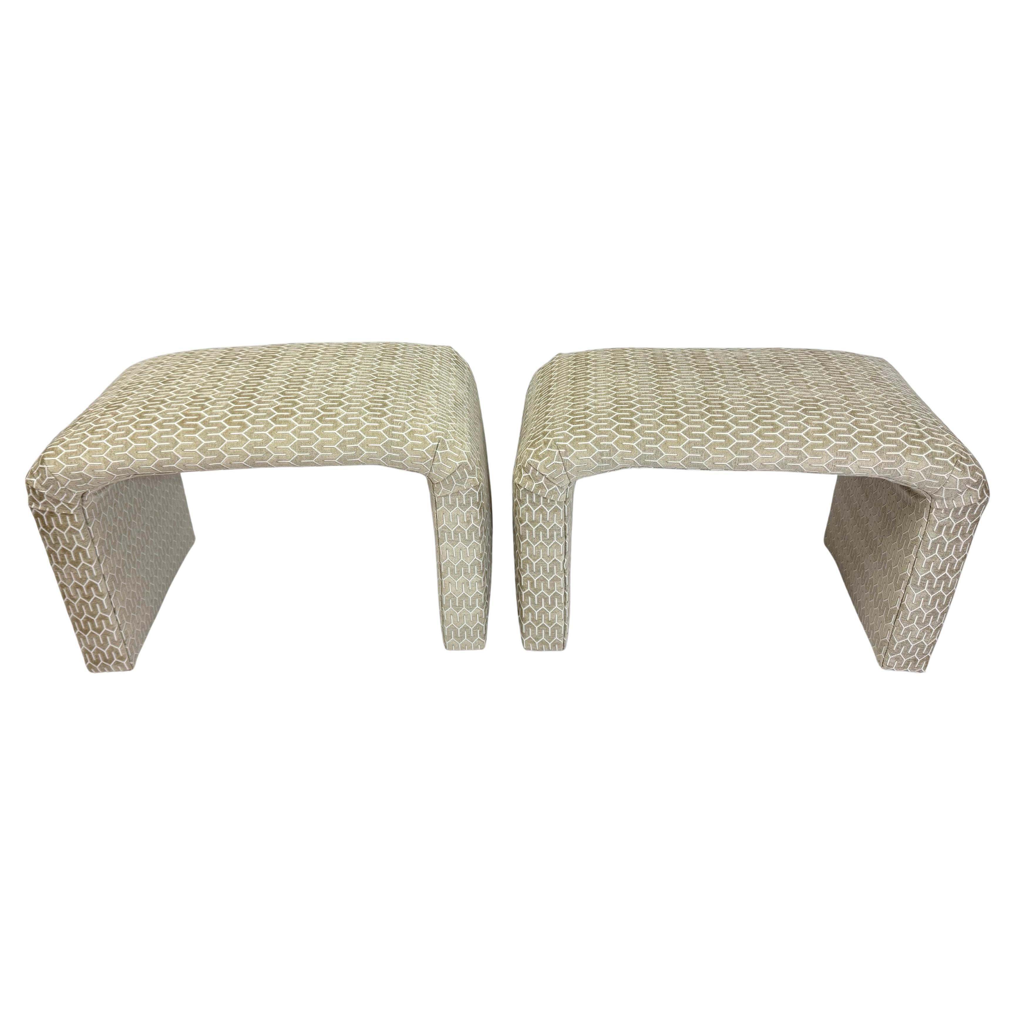 Pair of Waterfall Ottomans in Cream